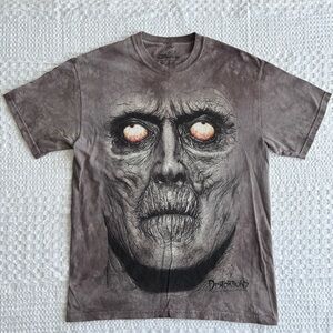 Y2K The Mountain 100% Cotton Grey Ice-Dyed Distortions Zombie Graphic Tee Medium